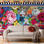 Bohemian Floral Wallpaper with Peony Dianthus Violet Wallpaper Mural