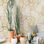 Golden Look Stylish Leaf  Line Art Wallpaper Mural