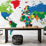 Kids Colorful Political World Map Wallpaper Mural