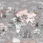 Papier peint carte du monde enfants monuments célèbres