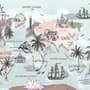 Kids World Map with Charcoal Famous Landmarks Wallpaper Mural