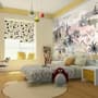 Kids World Map with Charcoal Famous Landmarks Wallpaper Mural