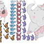 Kids Pink Ballerine Elephant and Bunny with Little Butterflies Wall Decal Sticker