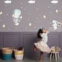 Kids Cartoon Rabbit with Balloons and Snowflake Wall Decal Sticker