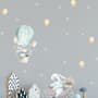 Kids Cartoon Rabbit with Balloons and Snowflake Wall Decal Sticker