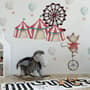 Kids Watercolor Circus Amusement Park with Little Hot Air Balloon Wall Decal Sticker