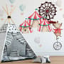 Kids Watercolor Circus Amusement Park with Little Hot Air Balloon Wall Decal Sticker