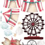 Kids Watercolor Circus Amusement Park with Little Hot Air Balloon Wall Decal Sticker
