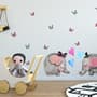 Kids Cute Elephant and Little Butterfly Wall Decal Sticker