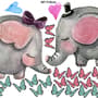Kids Cute Elephant and Little Butterfly Wall Decal Sticker