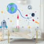 Kids Watercolor Space with Astronaut and Earth Wall Decal Sticker