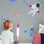 Kids Watercolor Space with Astronaut and Earth Wall Decal Sticker