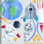Kids Watercolor Space with Astronaut and Earth Wall Decal Sticker