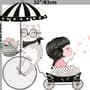 Cute Cat and Beautiful Girl Riding the Bike Wall Decal Sticker