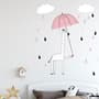 Kids Cute Giraffe with Colorful Raindrops and White Clouds Wall Decal Sticker
