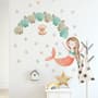 Stickers muraux sirènes filles huître perle enfants