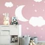 Wandtattoo Weißer Halbmond mit Wolken fürs Kinderzimmer