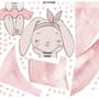 Kinder Wasserfarben Niedlicher Hase und Rosa Mond mit Kleinen Sternen Wandtattoo