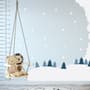 Kids White Winter Landscape with Green Pine Tree Wall Decal Sticker