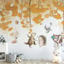 Autumn Leaves with Cartoon Animals Wallpaper Mural