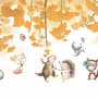 Autumn Leaves with Cartoon Animals Wallpaper Mural
