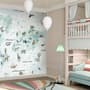 Kids Blue World Map with Cute Animals with Flying Rabbit Wallpaper Mural