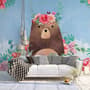 Flowery Cartoon Bear Wallpaper Mural