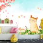 Cherry Blossom and Cartoon Cats Wallpaper Mural
