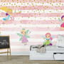 Kids Cartoon Fairy with Stripe Pattern Wallpaper Mural
