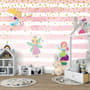 Kids Cartoon Fairy with Stripe Pattern Wallpaper Mural