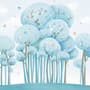 Watercolor Cartoon Blue Forest Landscape Wallpaper Mural
