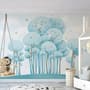 Watercolor Cartoon Blue Forest Landscape Wallpaper Mural