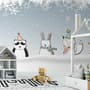 Cartoon Fox and Panda Winter Animals Wallpaper Mural