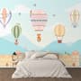 Papier peint panoramique des enfants, de la montgolfière et de la petite maison