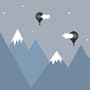 Cartoon Mountain Landscape with Hot Air Balloon Wallpaper Mural