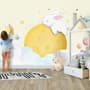 Baby Cartoon Rabbit and Yellow Moon Wallpaper Mural