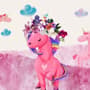 Cartoon Pink Unicorn Drawing Art Wallpaper Mural