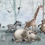 Cartoon Wild Animals and Forest Wallpaper Mural