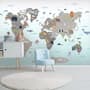 Gray Kids World Map Wallpaper Mural