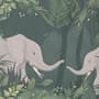 Papier peint éléphants mignons jungle tropicale enfants