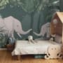 Papier peint éléphants mignons jungle tropicale enfants