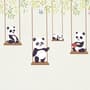 Cute Pandas Swinging Wallpaper Mural