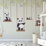 Cute Pandas Swinging Wallpaper Mural