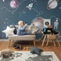 Papier peint espace brillant ours astronaute aquarelle enfants