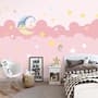 Kids Girls Pink Night with Sleeping Moon Wallpaper Mural
