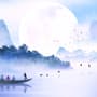 Kids Lakescape with Little Canoe Wallpaper Mural