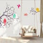 Kids Cartoon Tree with Colorful Singing Birds Wallpaper Mural