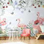 Flamingo with Colorful Floral Wallpaper Mural