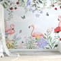 Flamingo with Colorful Floral Wallpaper Mural