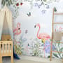 Flamingo with Colorful Floral Wallpaper Mural